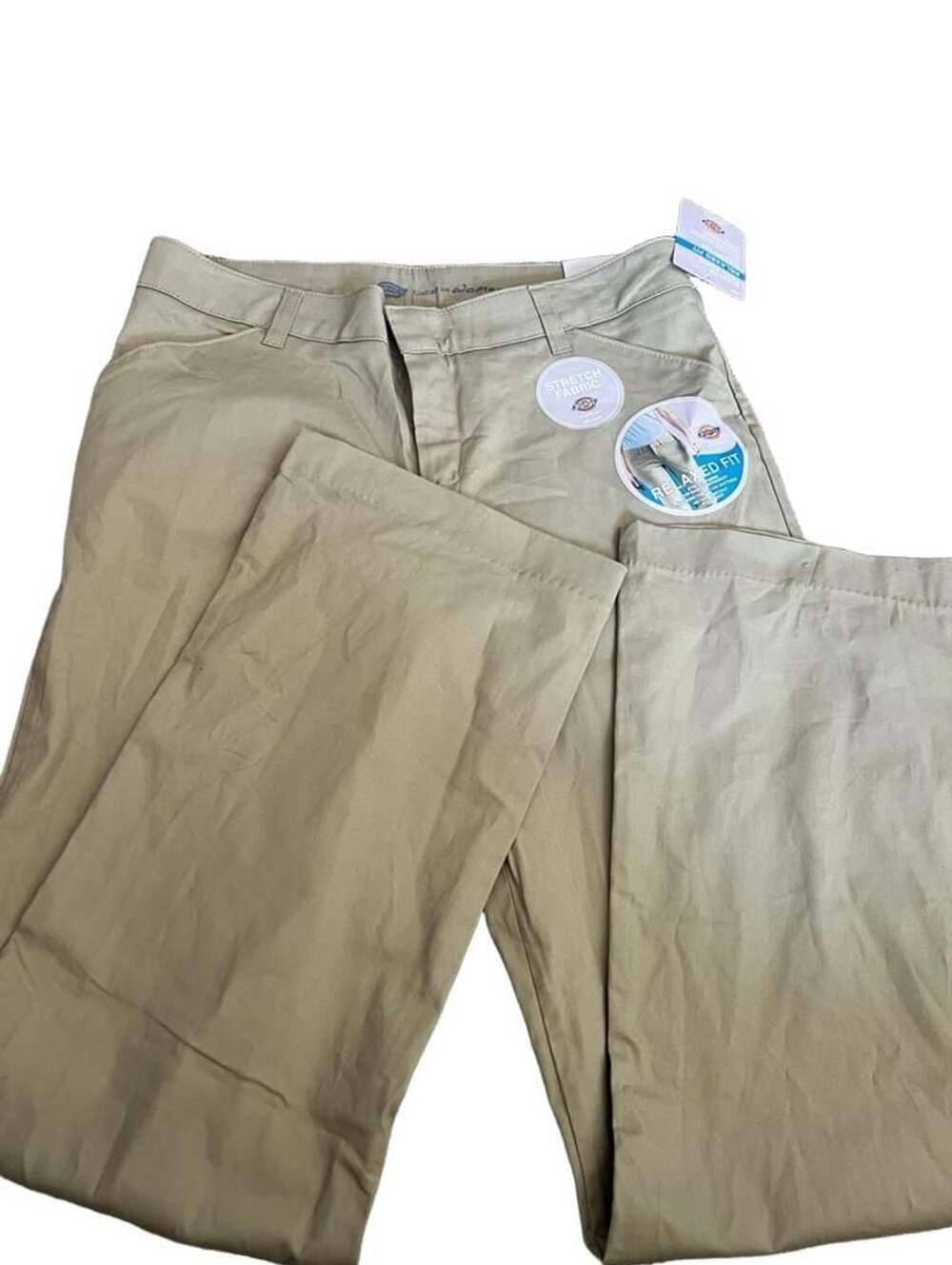 Dickies Women Relaxed Fit Stretch Twill Pants Straight Leg Khaki Size 10R NWT